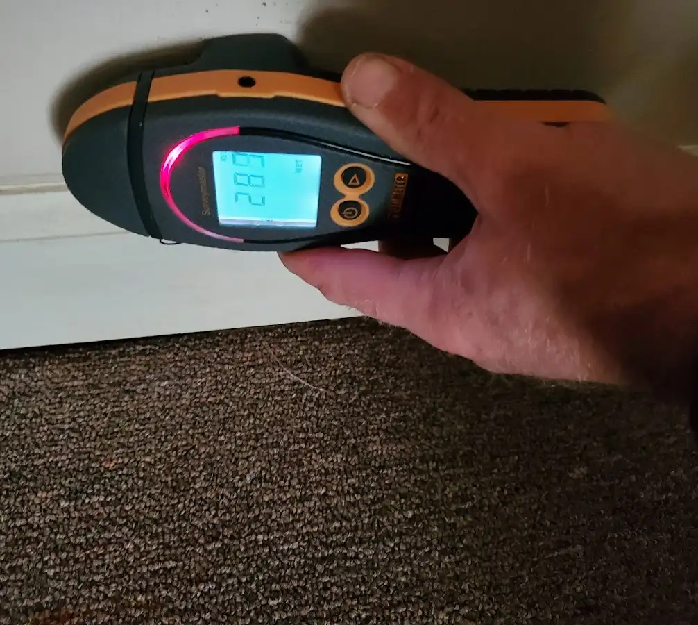 Moisture detection at baseboard during Burst Pipe Cleanup in Abington